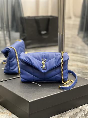 Kitlife YSL Small Louou Puffer in Lambskin Blue - 23×15.5×8.5 cm