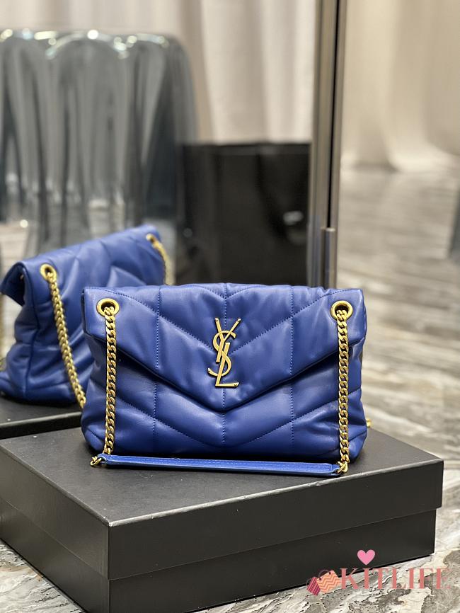 Kitlife YSL Medium Louou Puffer in Lambskin Blue - 29x17x11cm - 1