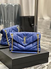 Kitlife YSL Medium Louou Puffer in Lambskin Blue - 29x17x11cm - 1