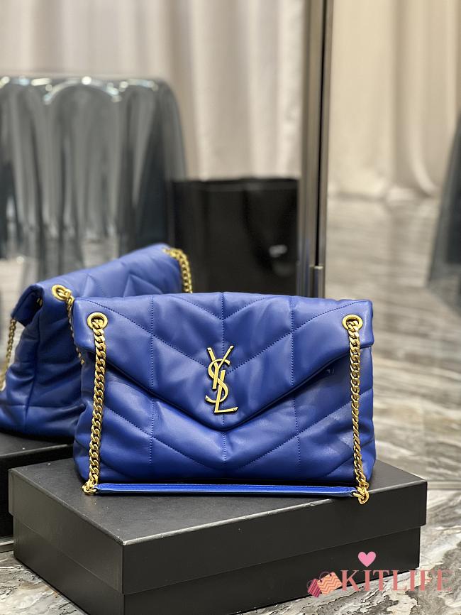 Kitlife YSL Large Louou Puffer in Lambskin Blue Bag - 35x23x13.5cm - 1