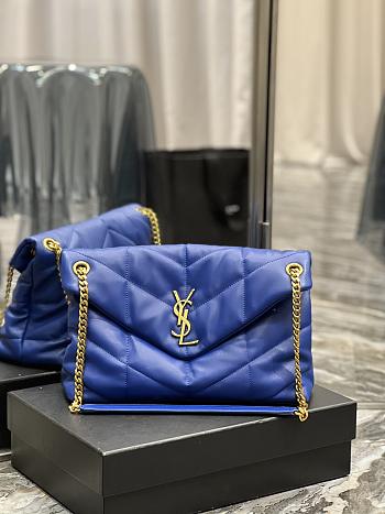 Kitlife YSL Large Louou Puffer in Lambskin Blue Bag - 35x23x13.5cm