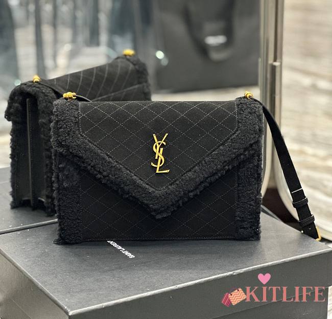 	 KITLIFE YSL GABY SATCHEL IN QUILTED SUEDE AND SHEARLING - 26×18×5cm - 1