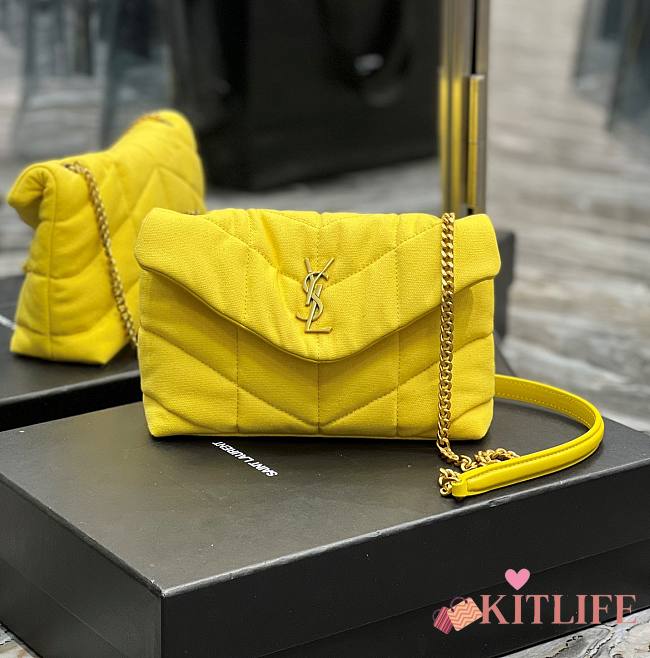 Kitlife YSL Loulou Toy Puffer Jersey Yellow Crossbody Bag - 23×15.5×5.8cm - 1