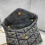 KITLIFE YSL PUFFER SMALL CHAIN BAG IN QUILTED VINTAGE DENIM AND SUEDE - 23×15.5×8.5cm - 4