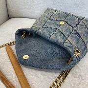 	 KITLIFE YSL PUFFER MEDIUM CHAIN BAG IN QUILTED VINTAGE DENIM AND SUEDE - 29-17-11cm - 2