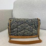 	 KITLIFE YSL PUFFER MEDIUM CHAIN BAG IN QUILTED VINTAGE DENIM AND SUEDE - 29-17-11cm - 4