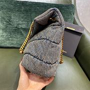 	 KITLIFE YSL PUFFER LARGE CHAIN BAG IN QUILTED VINTAGE DENIM AND SUEDE - 35x23x13.5cm - 3