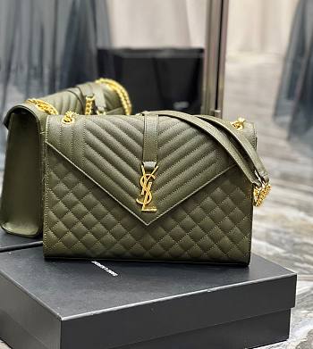 Kitlife YSL Envelope Large Black Gold Hardware Green – 32cm x 20cm x 8.5cm