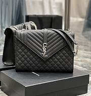 	 Kitlife YSL Envelope Large Black Silver Hardware Green – 32cm x 20cm x 8.5cm - 1