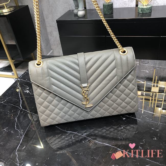 	 Kitlife YSL Envelope Large Black Gold Hardware Grey – 32cm x 20cm x 8.5cm - 1