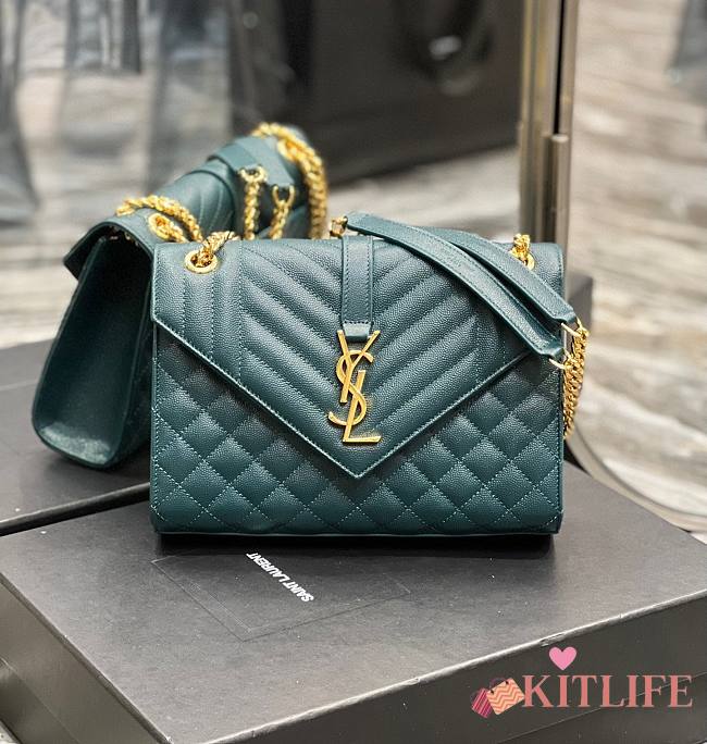 	 Kitlife YSL Envelope Cavair Calfskin Chain Bag With Gold Hardware - 24x17.5x7cm - 1