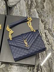 	 Kitlife YSL Envelope Cavair Calfskin Chain Bag In Navy Blue With Gold Hardware - 24x17.5x7cm - 5