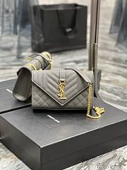 	 Kitlife YSL Envelope Caviar Calfskin Leather Chain Bag In Grey With Gold Hardware - 21x6x13cm - 1