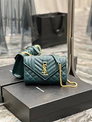 	 Kitlife YSL Envelope Caviar Calfskin Leather In Dark Green With Gold Hardware - 21x6x13cm - 1