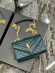 	 Kitlife YSL Envelope Caviar Calfskin Leather In Dark Green With Gold Hardware - 21x6x13cm - 4