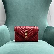 	 Kitlife YSL Envelope Caviar Calfskin Leather In Red With Gold Hardware - 21x6x13cm - 1