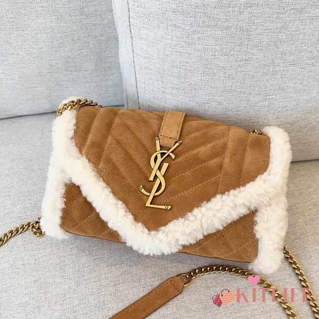 Kitlife YSL Envelope small suede and shearling shoulder bag - 21x6x13cm - 1