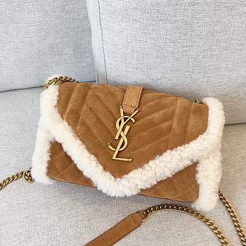 Kitlife YSL Envelope small suede and shearling shoulder bag - 21x6x13cm