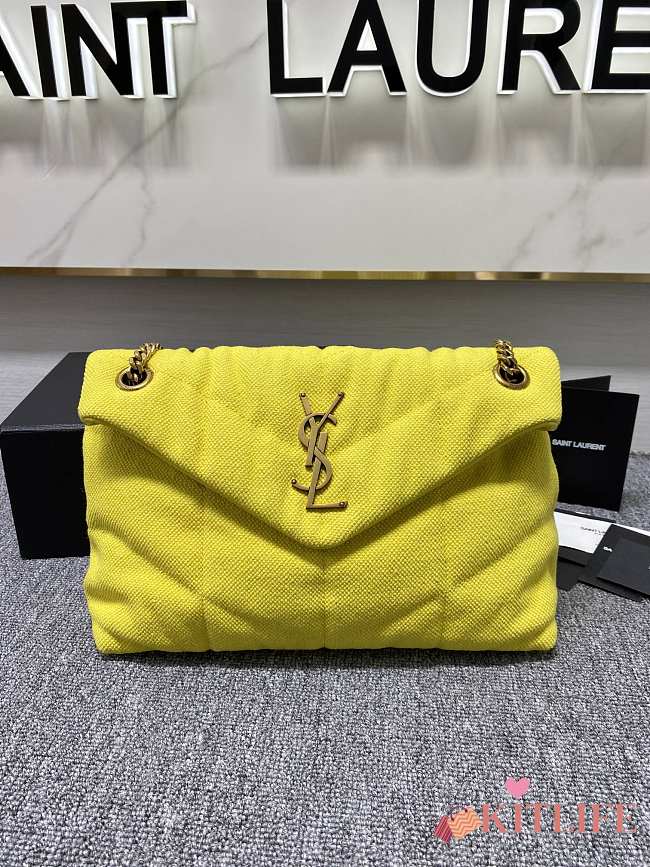 Kitlife YSL Loulou Toy Puffer Jersey Yellow Crossbody Bag - 29x17x11cm - 1