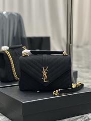 KTILIFE YSL MEDIUM COLLEGE BAG IN BLACK LINEN CANVAS LEATHER - 24x17x7 cm - 1