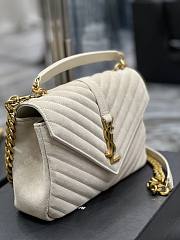 	 KTILIFE YSL MEDIUM COLLEGE BAG IN CREAM SUEDE LEATHER - 24x17x7 cm - 5