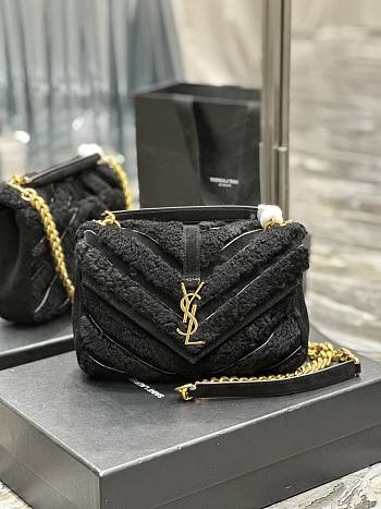 Kitlife YSL College Medium shearling black shoulder bag - 24x17x7 cm