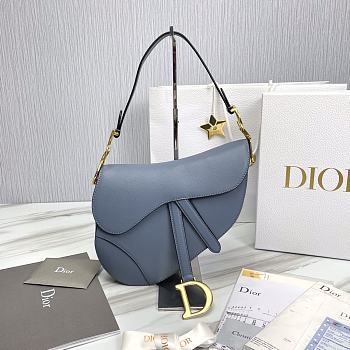 Kitlife Dior Saddle Grained Leather Horizon Blue - 25.5x20x6.5 cm