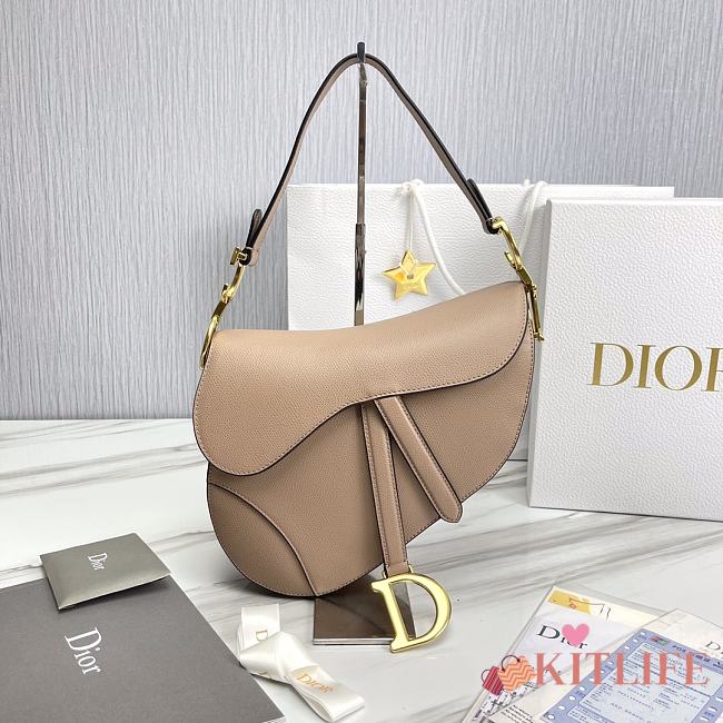 	 Kitlife Dior Saddle Grained Leather Sand - 25.5x20x6.5 cm - 1