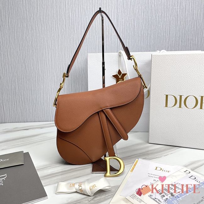 	 Kitlife Dior Saddle Grained Leather Cognac - 25.5x20x6.5 cm - 1