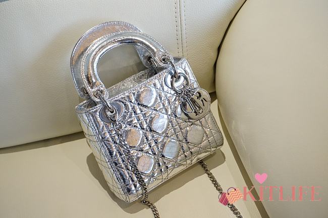 	 Kitlife Dior Lady Mini Metal Silver - 17x14.5x7cm - 1