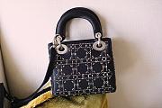 Kitlife Dior Mini Lady Black Satin Rhinestones Cannage - 17x15x7cm - 1