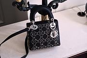 Kitlife Dior Mini Lady Black Satin Rhinestones Cannage - 17x15x7cm - 5