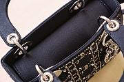 Kitlife Dior Mini Lady Black Satin Rhinestones Cannage - 17x15x7cm - 2