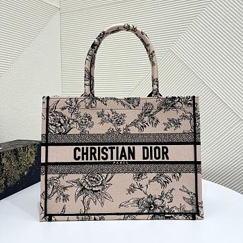 	 Kitlife Dior Medium Book Tote Powder Pink Embroidery - 36x18x28cm