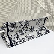 	 Kitlife Dior Medium Book Tote Flower Navy Blue Embroidery - 36x18x28cm - 5