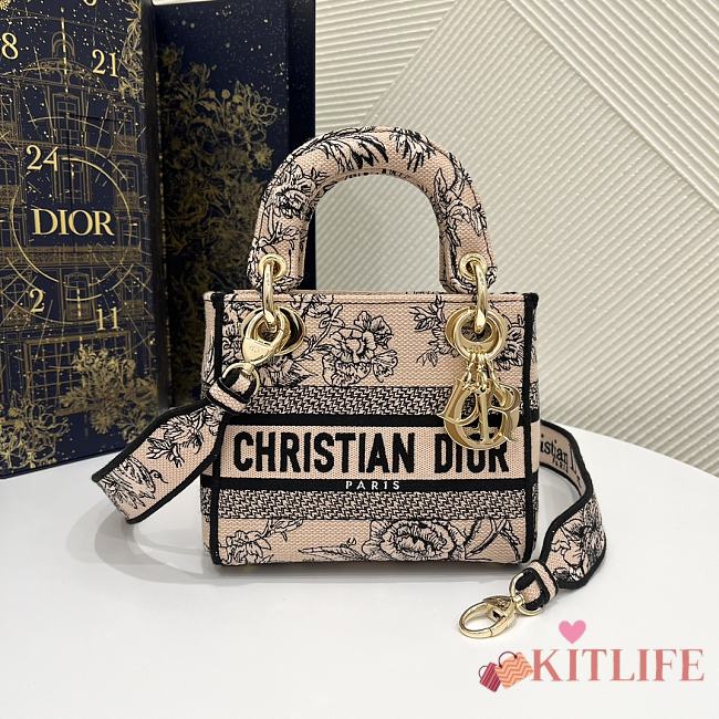 Kitlife Dior Lady Micro Powder Pink Dior Jardin Botanique Embroidery - 17x7x15cm - 1