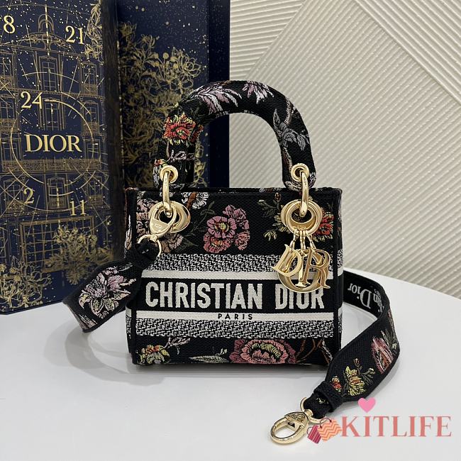 	 Kitlife Dior Lady Micro Black Multicolor Dior Jardin Botanique Embroidery - 17x7x15cm - 1