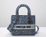 	 Kitlife Dior Lady Medium Blue Dior Brocart Denim-Effect Embroidery - 24 x 20 x 11 cm - 1