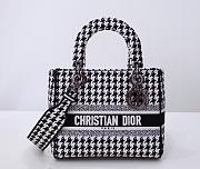 Kitlife Dior Lady Medium Black and White Houndstooth Embroidery - 24 x 20 x 11 cm - 1