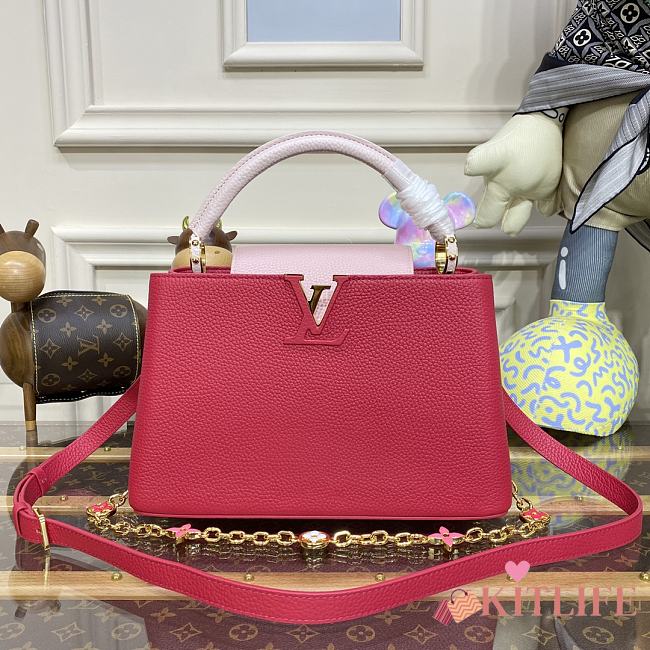 Kitlife Louis Vuitton CAPUCINES PM Red Taurillon leather with chain - 27 x 18 x 9cm - 1