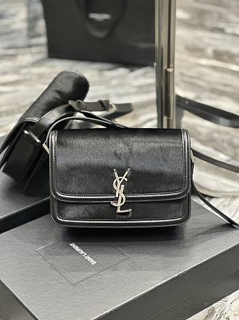 KITLIFE YSL SOLFERINO MEDIUM SATCHEL IN BOX SAINT LAURENT FUR LEATHER BLACK - 23 X 16 X 6 CM