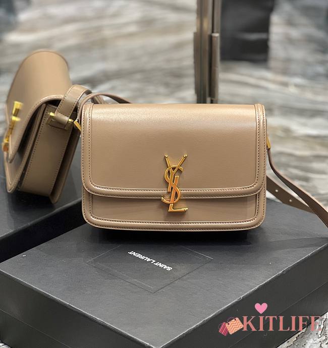 KITLIFE YSL SOLFERINO MEDIUM SATCHEL IN BOX SAINT LAURENT FUR LEATHER TAN - 23 X 16 X 6 CM - 1