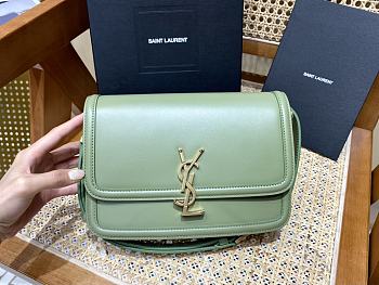 KITLIFE YSL SOLFERINO MEDIUM SATCHEL IN BOX LEATHER AVOCADO GREEN - 23 X 16 X 6 CM