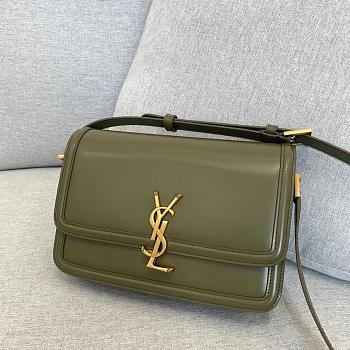 	 KITLIFE YSL SOLFERINO MEDIUM SATCHEL IN BOX LEATHER DARK GREEN - 23 X 16 X 6 CM