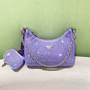 Kitlife Prada Re-Edition 2005 Satin Purple Bag With Crystals - 22 x 18 x 6.5cm - 1