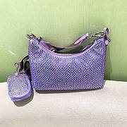 Kitlife Prada Re-Edition 2005 Satin Purple Bag With Crystals - 22 x 18 x 6.5cm - 3