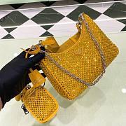 	 Kitlife Prada Re-Edition 2005 Satin Yellow Bag With Crystals - 22 x 18 x 6.5cm - 1