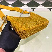 	 Kitlife Prada Re-Edition 2005 Satin Yellow Bag With Crystals - 22 x 18 x 6.5cm - 3