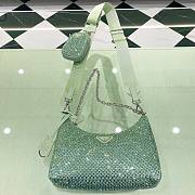 	 Kitlife Prada Re-Edition 2005 Satin Mint Bag With Crystals - 22 x 18 x 6.5cm - 1