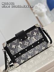 Kitlife Louis Vuitton Petite Malle Handbag Gray Denim Textile Jacquard - 20*12.5*6cm - 5